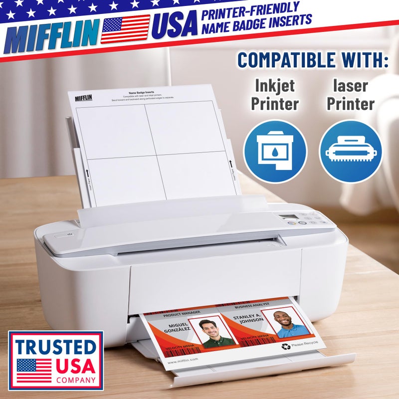 Mifflin-USA Name Badge Inserts, 3"x4" or 4"x3" Badge Inserts (120 Cardstock Refills, 20 Sheets), Compatible with Inkjet, Laser Printer, and Printable Inserts - Image 5